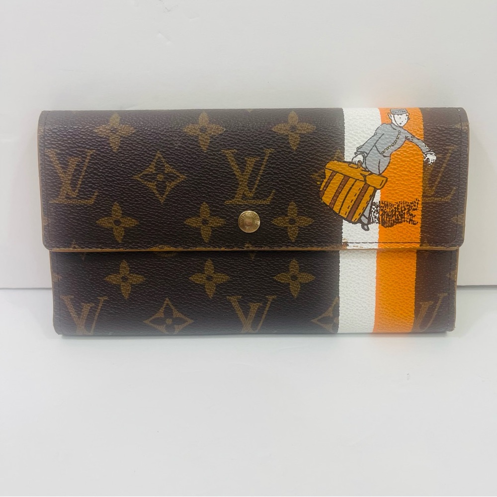 Louis Vuitton Brown Monogram Wallet with Orange and White Detail - Picture 5 of 10
